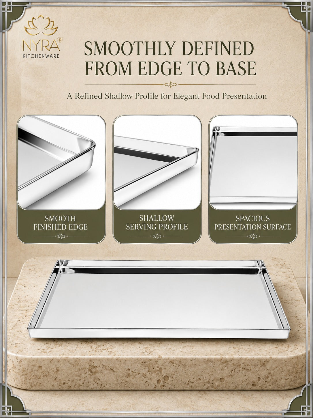 Stainless Steel Storing & Serving Tray for Sweet & Snacks – Durable, Rust-Resistant, Multipurpose Food Platter