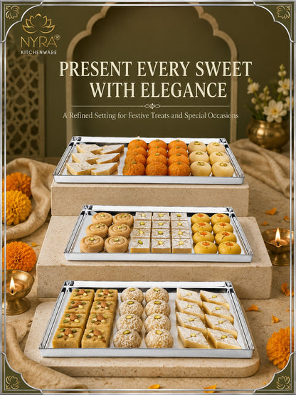 Stainless Steel Storing & Serving Tray for Sweet & Snacks – Durable, Rust-Resistant, Multipurpose Food Platter