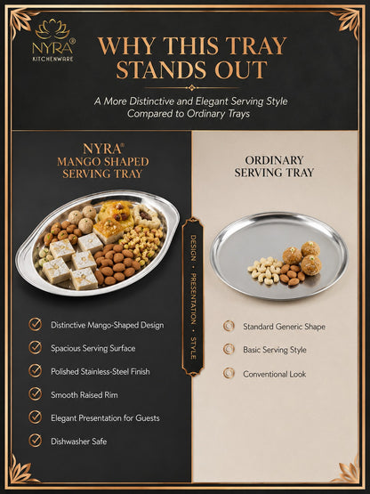 Stainless Steel Mango Shaped Serving Tray/Salver