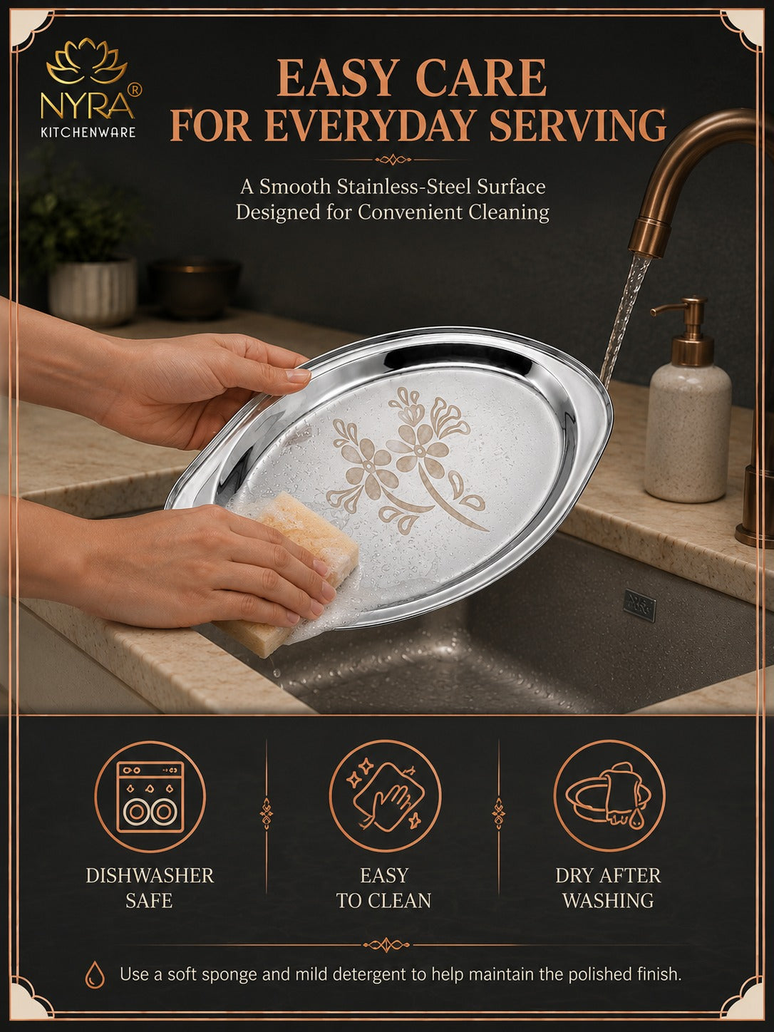 Stainless Steel Mango Shaped Serving Tray/Salver