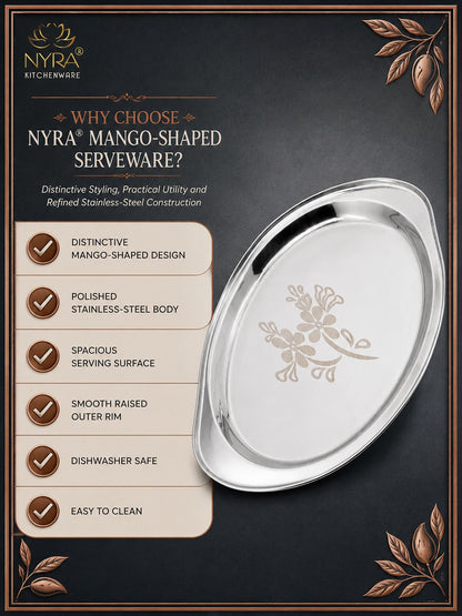 Stainless Steel Mango Shaped Serving Tray/Salver