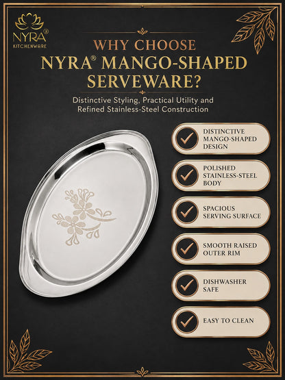 Stainless Steel Mango Shaped Serving Tray/Salver