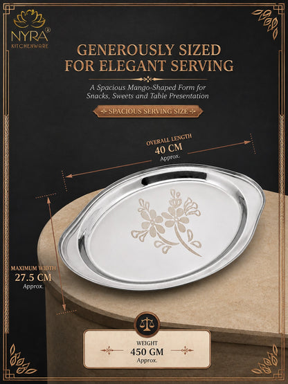 Stainless Steel Mango Shaped Serving Tray/Salver