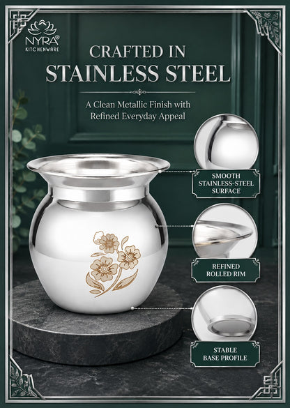 Stainless Steel water-storage Container/Lota | Steel Multipurpose Kalash - 1 Ltr.