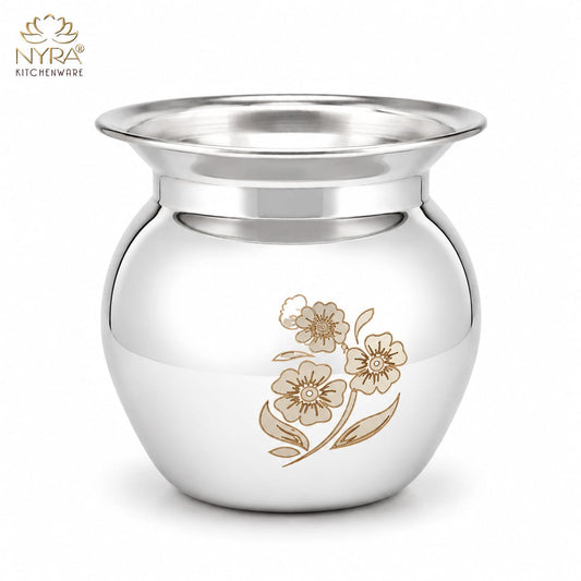 Stainless Steel Laser Printed Lota | Steel Multipurpose Kalash