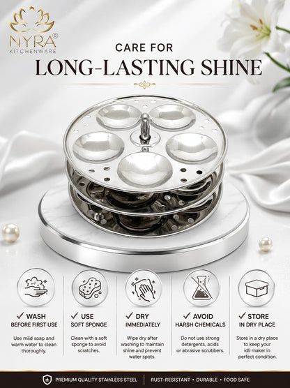 Stainless Steel Small Idli Maker | Stainless Steel Idli Pot - 3 & 4 Plates (5 Idli Per Plate)