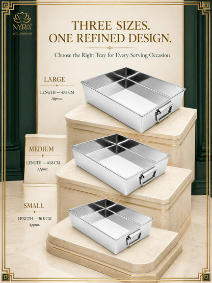 Stainless Steel Handle Serving Tray – Multipurpose Trays for Serving Sweets & Snacks