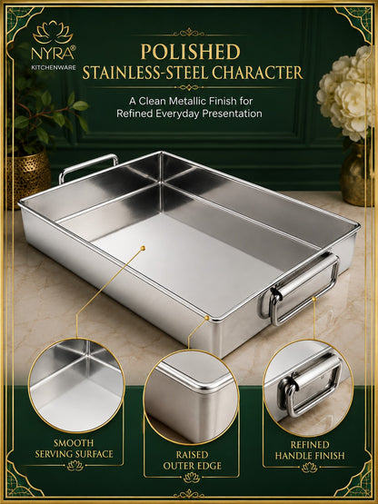 Stainless Steel Handle Serving Tray – Multipurpose Trays for Serving Sweets & Snacks