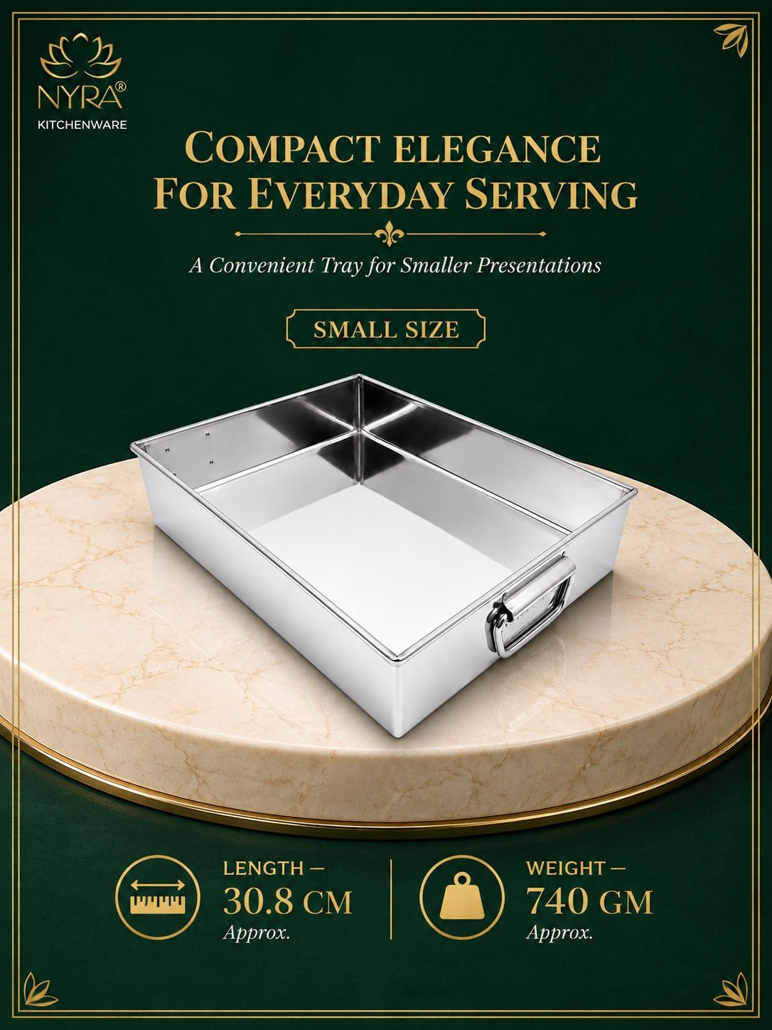 Stainless Steel Handle Serving Tray – Multipurpose Trays for Serving Sweets & Snacks