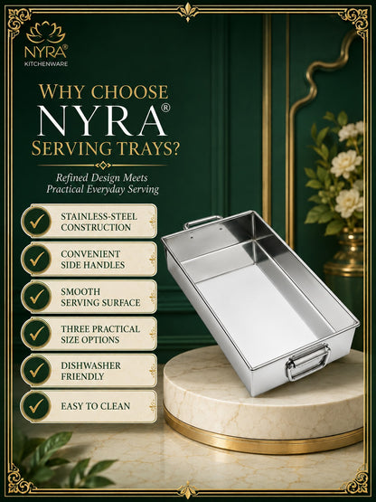 Stainless Steel Handle Serving Tray – Multipurpose Trays for Serving Sweets & Snacks