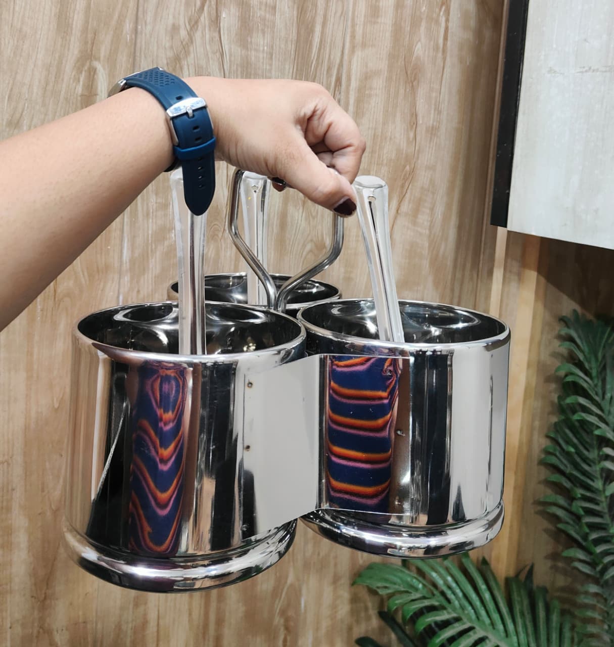Stainless Steel Vegetable/Curry Holder (Chougadha) Serving Set with Lid & Serving Spoons | Glossy Mirror Finish Chaumukha | Multipurpose Buffet, Catering & Dining Serveware |