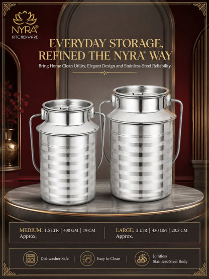 Stainless Steel Jointless Milk Can/Oil Can with Lid - Milk and Oil Storage Container/Balti