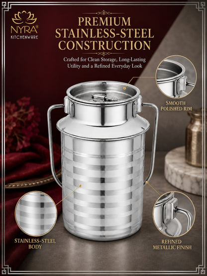 Stainless Steel Jointless Milk Can/Oil Can with Lid - Milk and Oil Storage Container/Balti