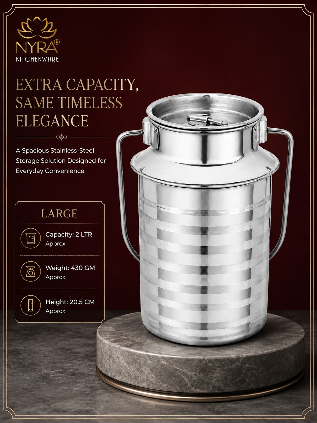 Stainless Steel Jointless Milk Can/Oil Can with Lid - Milk and Oil Storage Container/Balti