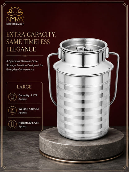 Stainless Steel Jointless Milk Can/Oil Can with Lid - Milk and Oil Storage Container/Balti