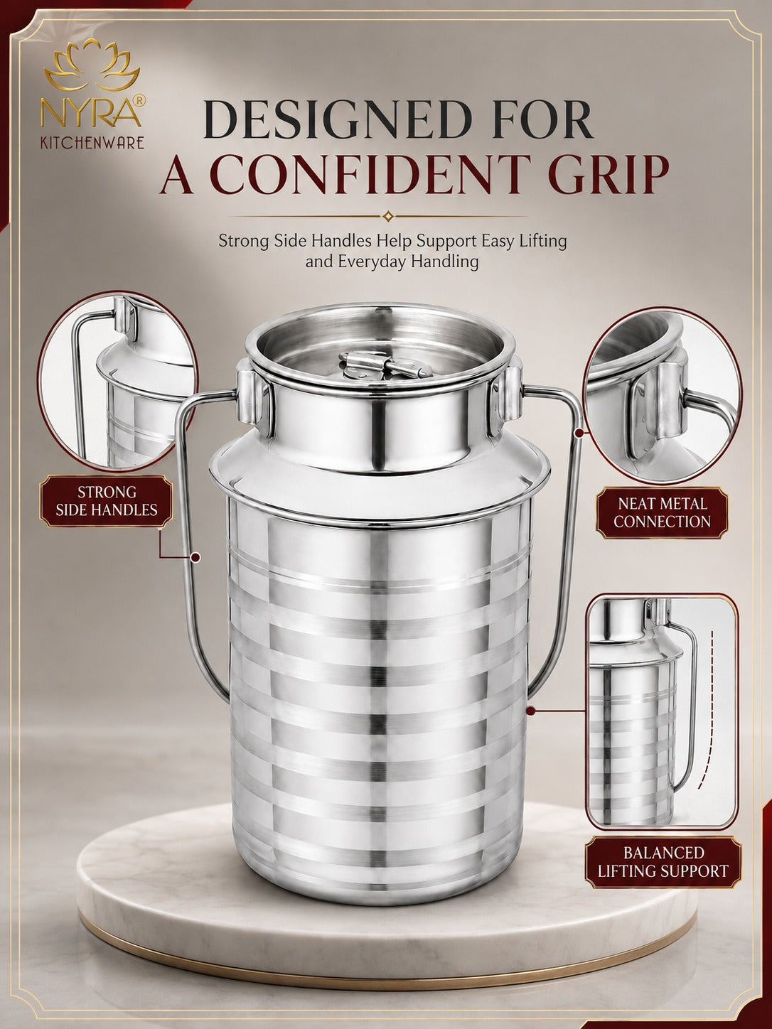 Stainless Steel Jointless Milk Can/Oil Can with Lid - Milk and Oil Storage Container/Balti
