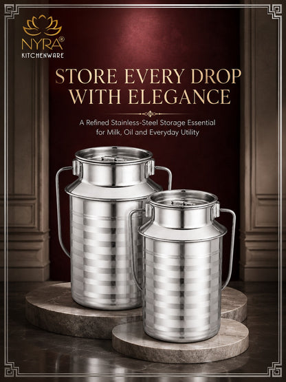 Stainless Steel Jointless Milk Can/Oil Can with Lid - Milk and Oil Storage Container/Balti