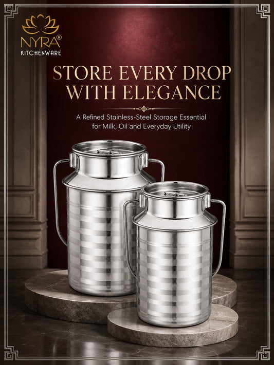 Stainless Steel Jointless Milk Can/Oil Can with Lid - Milk and Oil Storage Container/Balti