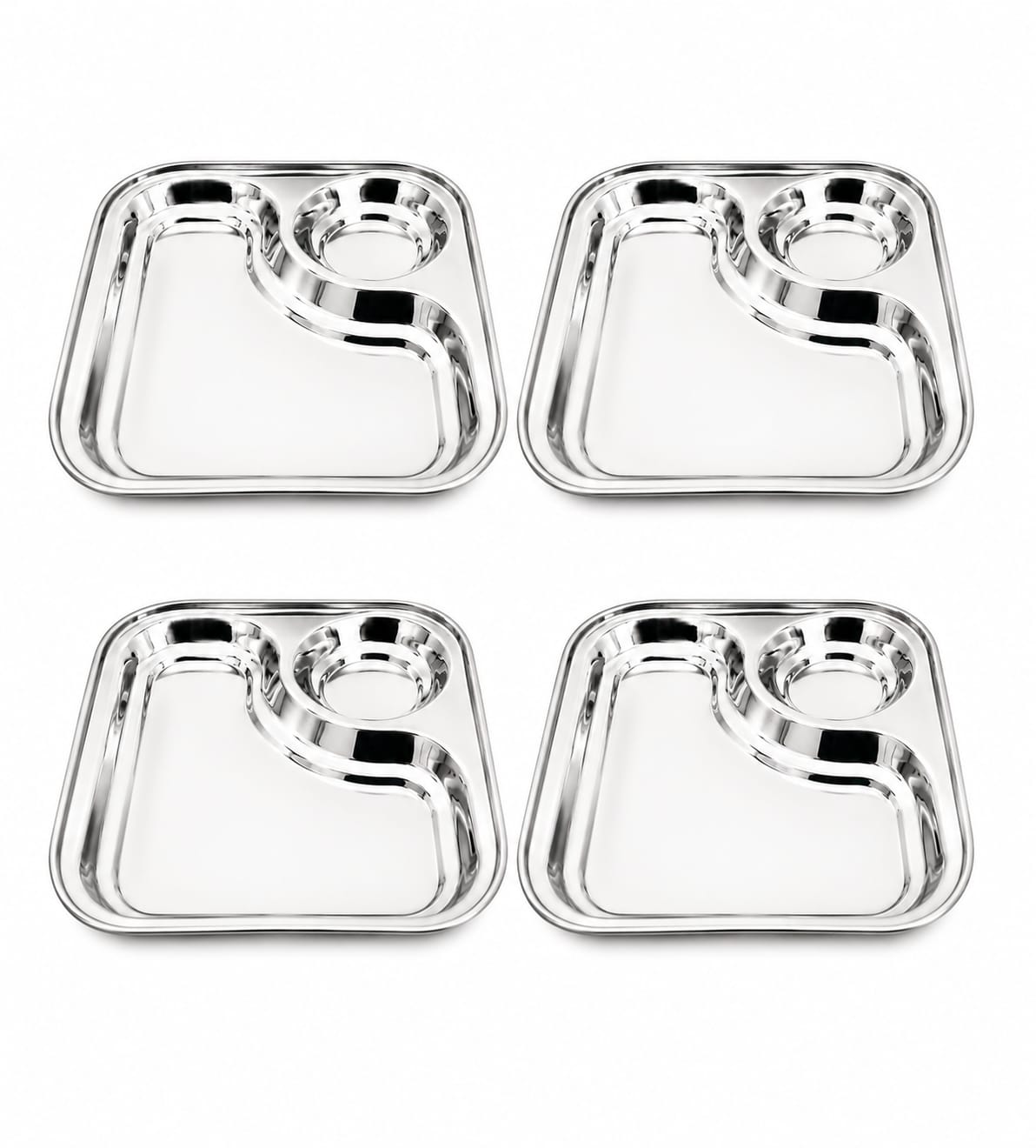 Stainless Steel 2-in-1 Snack Plate | Classy Dual Compartment Square Plate