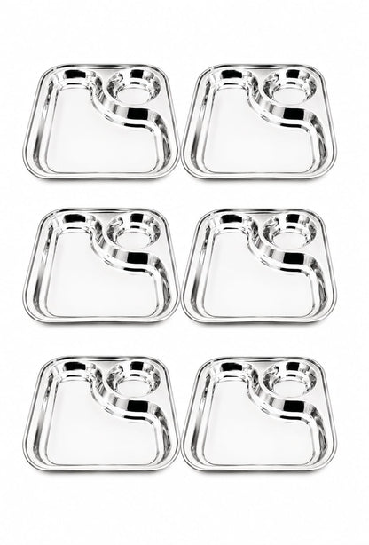 Stainless Steel 2-in-1 Snack Plate | Classy Dual Compartment Square Plate