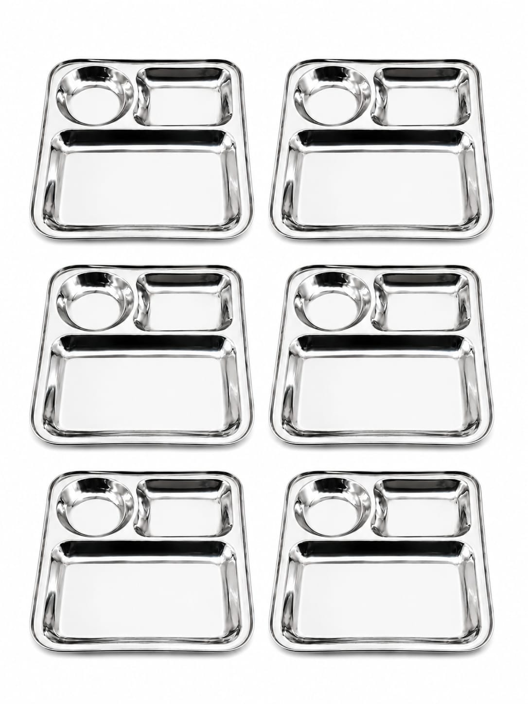 Stainless Steel 3-Compartment Dinner Plate - Ideal for Snacks & Thali Meals