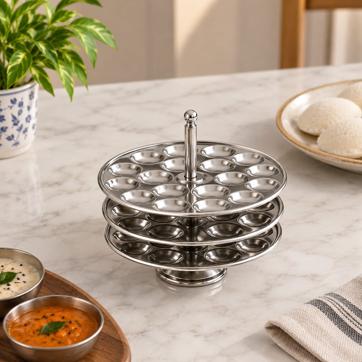 Stainless Steel Mini Idli Stand - 3 & 4 Plates | Makes 45 to 60 Mini Idlis at a time
