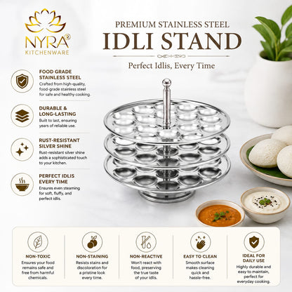 Stainless Steel Mini Idli Stand - 3 & 4 Plates | Makes 45 to 60 Mini Idlis at a time