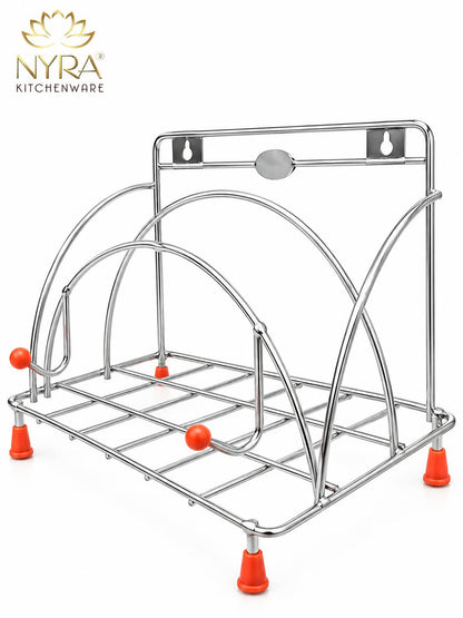 Stainless Steel Chakla Belan Tawa Stand | Wall Mount & Countertop Kitchen Organizer Rack