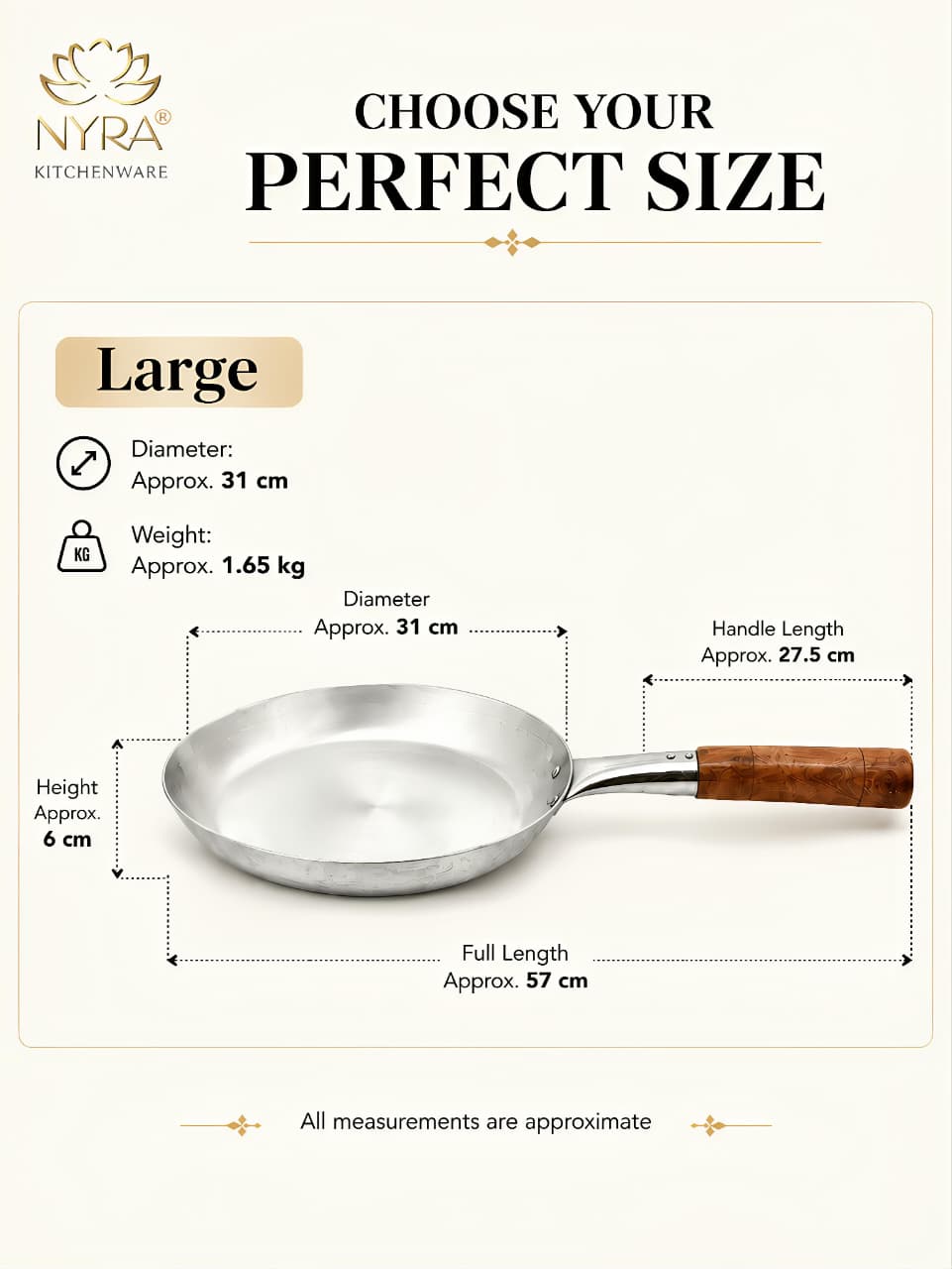 Iron Chinese Fry Pan with Wooden Handle - 4 Sizes