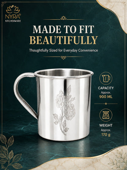 Stainless Steel Laser Printed Mug with Glossy Finish – Set of 3 Pcs