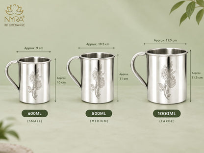 Stainless Steel Laser Printed Mug with Glossy Finish – Set of 3 Pcs