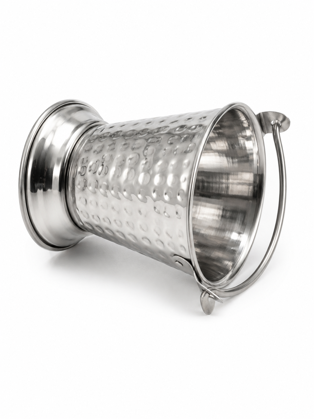 Stainless Steel mini-serving Balti | Hammered Design Serving Bucket - Traditional Serveware for Home, Restaurants & Dhabas