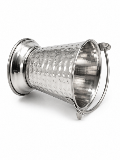 Stainless Steel mini-serving Balti | Hammered Design Serving Bucket - Traditional Serveware for Home, Restaurants & Dhabas