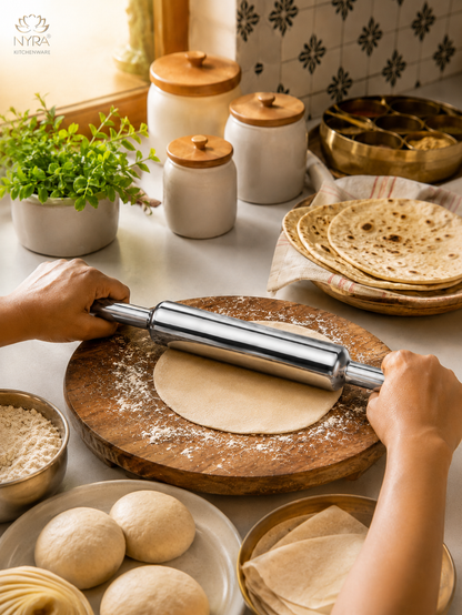 Stainless Steel Chapati Roller Pin - Durable Belan for Perfectly Rolled Chapatis