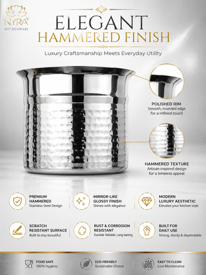 Premium Stainless Steel Hammered Deep Water Gunj - 6 Sizes