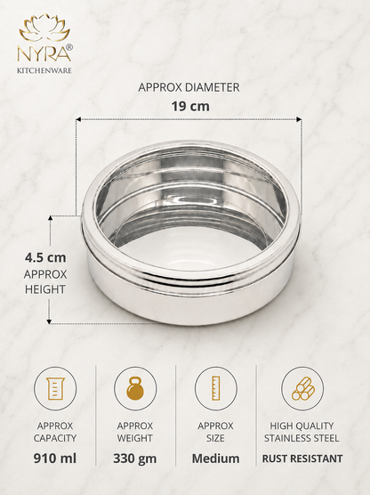 Stainless Steel Storage-Box with See Through Lid | Glossy Finish - Multipurpose Storage Container