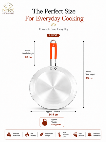 Aluminium Tawa/Griddle with Sturdy Handle - 2 Sizes