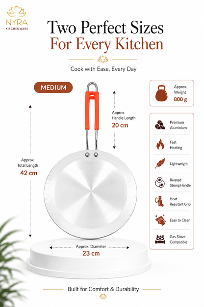 Aluminium Tawa/Griddle with Sturdy Handle - 2 Sizes