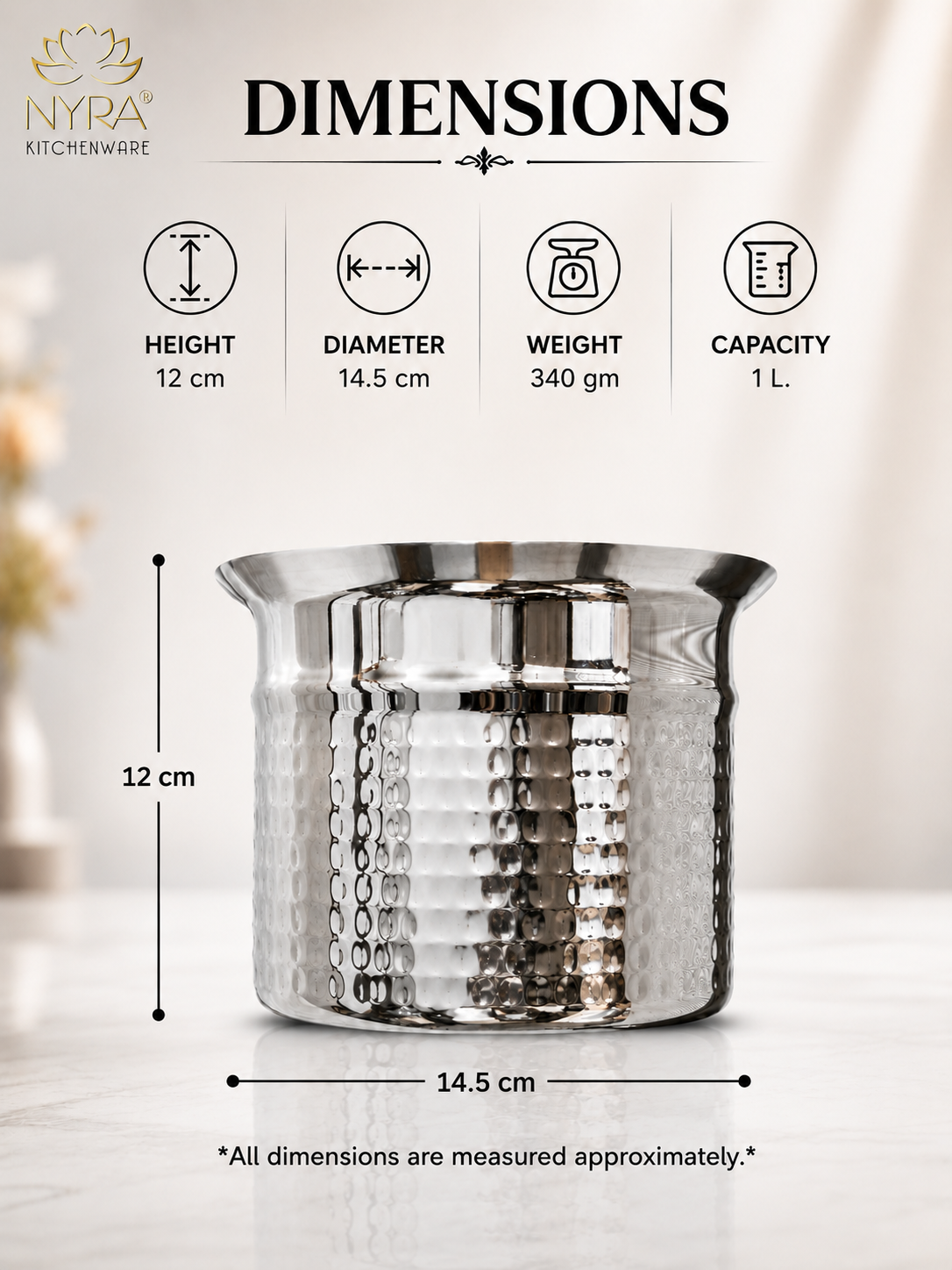 Premium Stainless Steel Hammered Deep Water Gunj - 6 Sizes