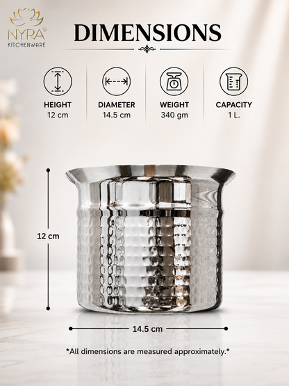 Premium Stainless Steel Hammered Deep Water Gunj - 6 Sizes