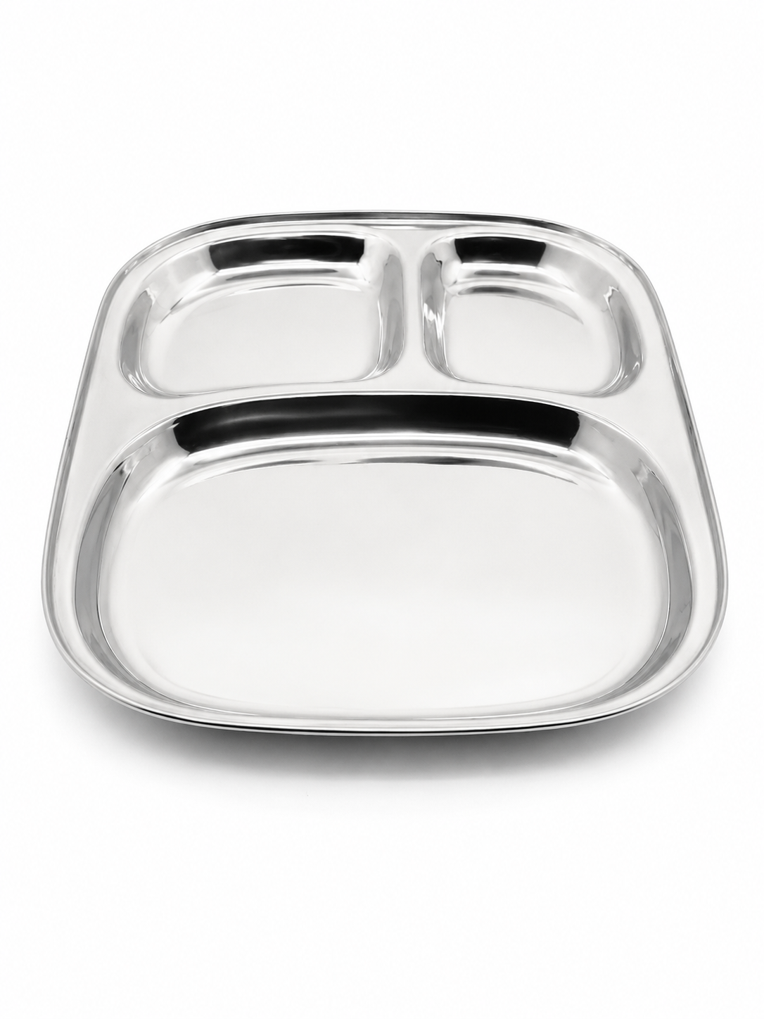 Stainless Steel Three Sectioned Plates | 3 in 1 Compartment Dinner Plate