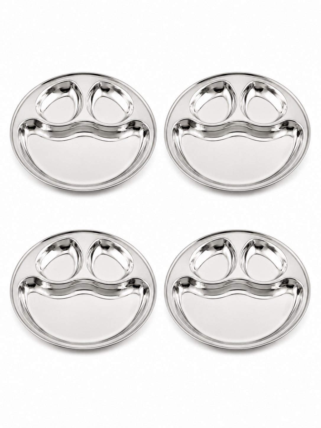 Stainless Steel Partition Plate | 3 in 1 Compartment Bhojan Thali |