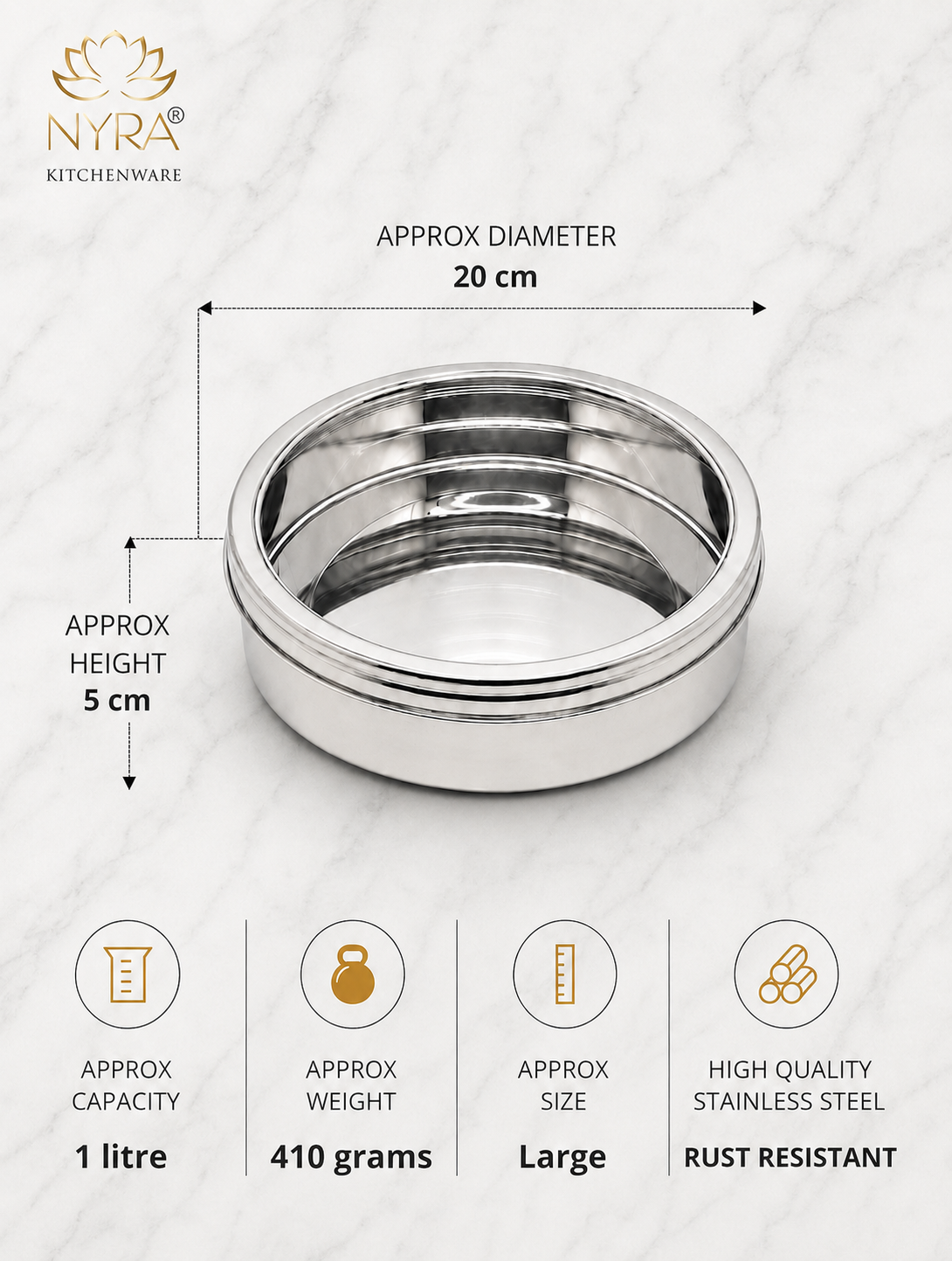Stainless Steel Storage-Box with See Through Lid | Glossy Finish - Multipurpose Storage Container