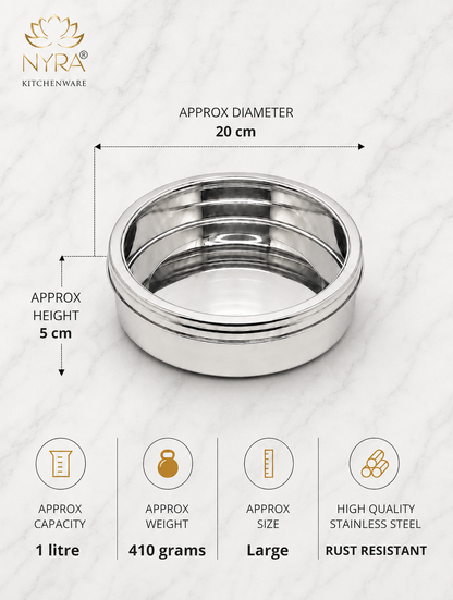 Stainless Steel Storage-Box with See Through Lid | Glossy Finish - Multipurpose Storage Container