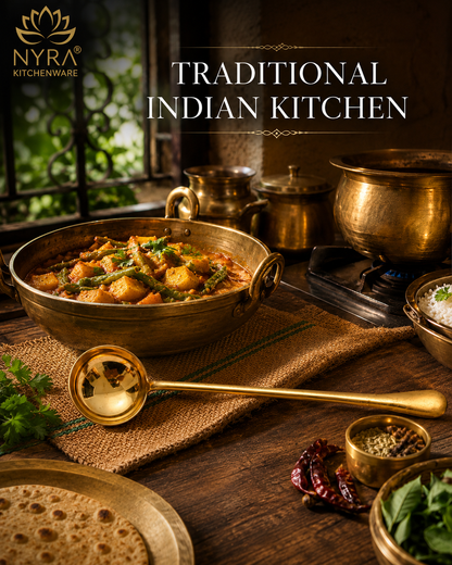 Brass Serving Ladle (Peetal Golchi) | Authentic Indian Kitchen Spoon
