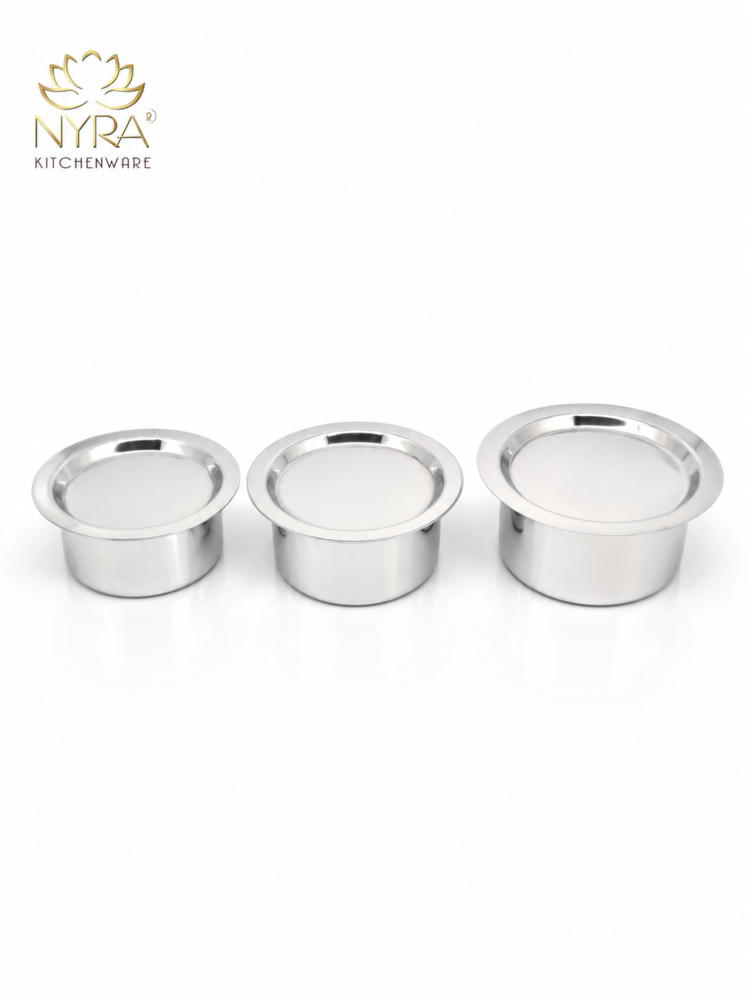 Durable Stainless Steel Induction Bottom Bhagona Set | 3-Piece Mini Cooking Pots