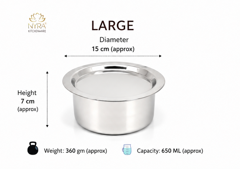 Durable Stainless Steel Induction Bottom Bhagona Set | 3-Piece Mini Cooking Pots