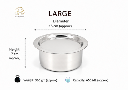 Durable Stainless Steel Induction Bottom Bhagona Set | 3-Piece Mini Cooking Pots