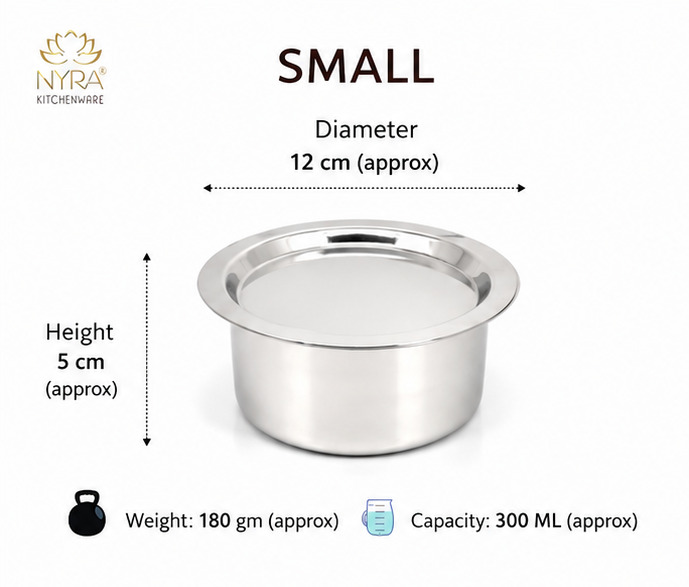 Durable Stainless Steel Induction Bottom Bhagona Set | 3-Piece Mini Cooking Pots