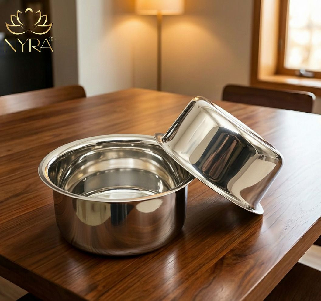 Induction Compatible Stainless Steel Tope Set (2 Pcs) | Heavy Gauge Flat Bottom